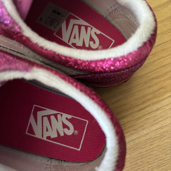 Vans Toddler Old Skool V Sneakers Pink Rainbow Glitter With Velcro Straps Size 8 - Picture 14 of 14